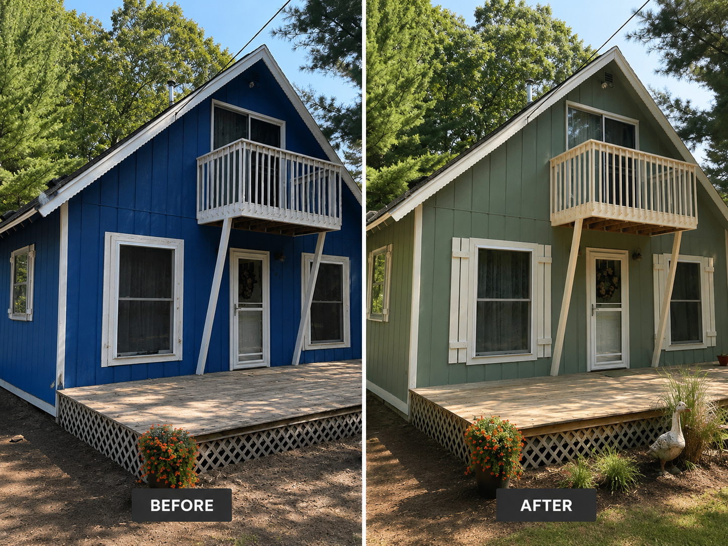 Before and after: Cottage exterior color change